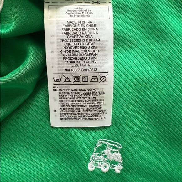 adidas Polo Golf Green SS All Over Monogram Embroidery Stretch - Picture 9 of 9
